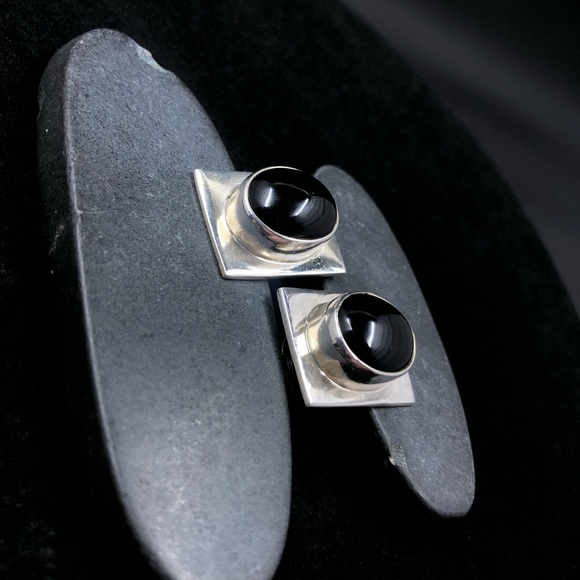 Sterling Silver and Onyx Earrings - Picture 4 of 9